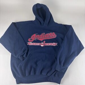 Y2K Lee Cleveland Indians MLB American League Baseball Pullover Hoodie Men's XL